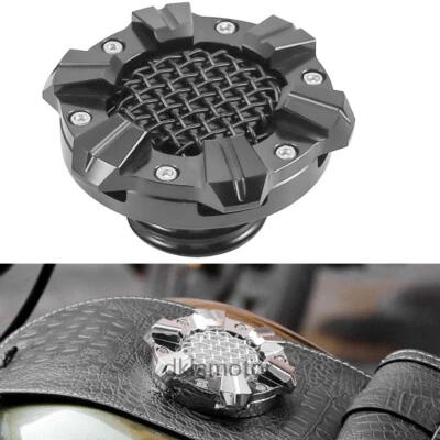 For Harley Sportster 883 1200 Softail  Custom Dyna Black Gas Fuel Tank Cap Cover - Image 1 of 4