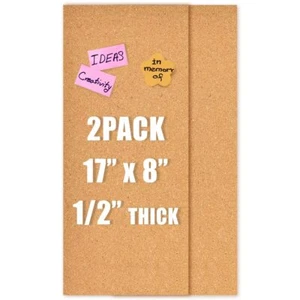 17x8" Cork Board Tiles Bulletin Board 1/2" Thick Self-Adhesive Cork Boards fo... - Picture 1 of 6