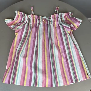 Nautica Striped Cold Shoulder Blouse Girls Size XL (16) NWT Pink Colorful - Picture 1 of 8