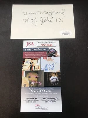 DON MAYNARD SIGNED INDEX CARD 3X5 Inscription “N.Y. Jets 13’. “ JSA CERTIFIED - Image 1 of 4