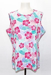 BLAIR Essential Knit Tank Top, Size L, Tropical Floral, NEW!! - Picture 1 of 4