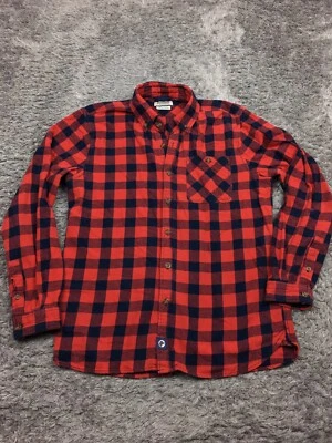 Boston Traders Plaid Button Up Shirt Mens Size Medium Red Black Flannel - Image 1 of 4
