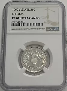 1999 S PROOF SILVER GEORGIA QUARTER NGC PF70 ULTRA CAMEO STATEHOOD 25C WHITE - Picture 1 of 3