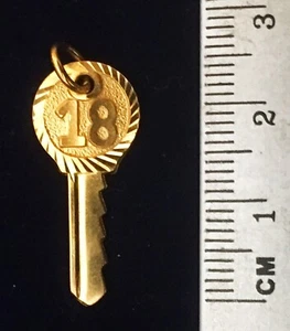 *SCARCE Georg Jensen GOLD Key 18 Years Old Charm Fob Pendant 9 Carat Gold MARKED - Picture 1 of 6