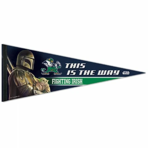 NOTRE DAME FIGHTING IRISH STAR WARS MANDALORIAN PREMIUM PENNANT 12"X30" BANNER Cover