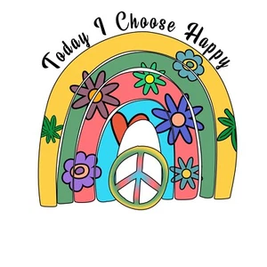 3” Hippie Rainbow Sticker Choose Happy Today Colorful Peace Sign - Picture 1 of 1