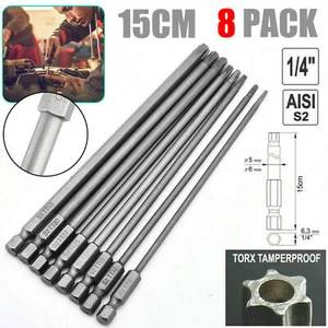 8x Torx Schraubendreher Bit Satz Hex Sicherheit Magnetkopf Sehr Lang 150MM BE UK - Picture 1 of 12