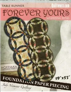 Forever Yours Wedding Ring Table Runner Foundation Paper Piecing 19 x 53 Inch - Picture 1 of 2
