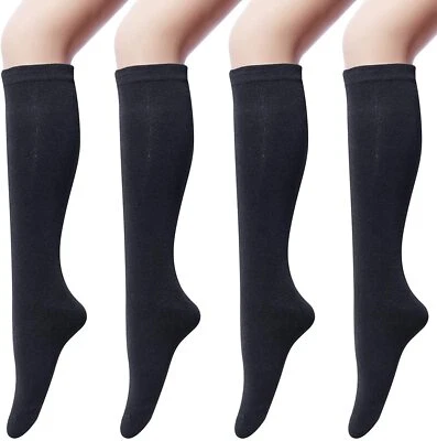 3-12 Pairs Womens Girls Funky Cotton Black Knee High Long Tube Socks Size 9-11 - Image 1 of 4