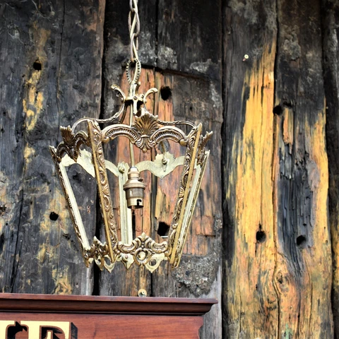 Antique Vintage Ornate Cast Brass Ceiling Pendant Light Lantern Fully Rewired Cover
