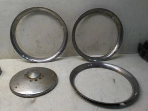 Set of 3 Wheel Trim Rings with 1 Cap for 1950 Ford Custom Deluxe Convertible - Picture 1 of 12
