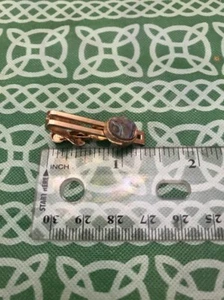 Signed Swank Brand Vintage Gold Tone Abalone Shell Tie Bar Clip FREE SHIPPING - Picture 1 of 3