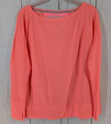 Calvin Klein Size Large Quick Dry Womens Neon Pink Long Sleeve Active Top - Image 1 of 4