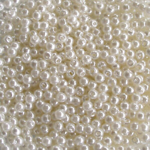 Pearl White 3mm Acrylic / Faux / Plastic Beads ~1,000 pieces Loose