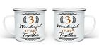 Pair of Wonderful Years Together Anniversary (1st-70th) Enamel Tin Gift Mugs
