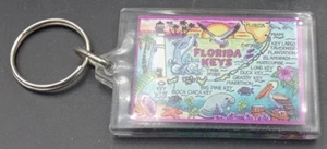 Florida Keys Keyring Lucite Art Keychain - Picture 1 of 2