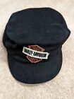 Harley Davidson Hat One Size Black Spell Out Patch Cotton Biker Pillbox Cappie 