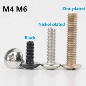 PHILLIPS TRUSS HEAD BOLTS/SCREWS POZI ROUND HEAD BOLTS CARBON STEEL M4 M6 - Picture 1 of 5