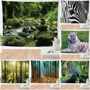 Large Forest Animal Tapestry Wall Hanging Throw Blanket Bedroom Bedspread Decor