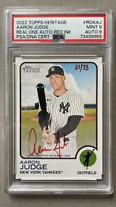 2022 Topps Heritage Aaron Judge Real One Auto Red Ink PSA 9 Auto 9 31/73