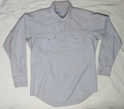 ROCKMOUNT РАНЧО НОСИТЬ МУЖСКАЯ РУБАШКА СИНЯЯ ПОЛОСА LS TRU-WEST RRW ИНДИВИДУАЛЬНЫЙ РЕЗИНКЕ SNAP - Изображение 1 из 4