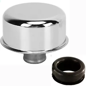 Chrome Round Push In Breather w/ Grommet for 1-1/4" Hole Valve Cover - Picture 1 of 3