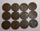 Lot collection de pièces de monnaie de l'Ancien Canada 1920-1936 roi George V PETITS CENTS 12 pièces 