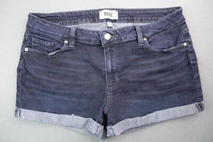 Women's Paige Jimmy Jimmy Denim Short Cuffed Dark Wash Stretch Size 31 - Picture 1 of 6