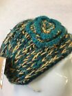 NWT Andes Gifts FairTrade Hand knit Teal Alpaca wool Knit Ear Warmer Headband M2