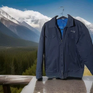 Kirra Blue CANVAS COAT Dark Collar Quilted Lined Jacket flap Pockets XL NEW! - Picture 1 of 2