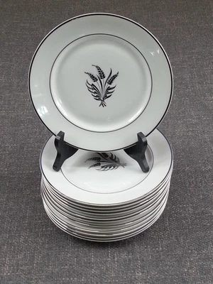 Royal Chatham Fine China Silver Wheat Harvest  12 Piece 8.25 Inch Salad Plates - Image 1 of 4