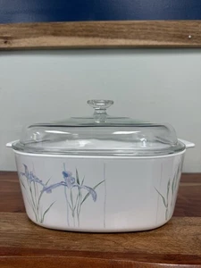 CorningWare A-5-B Shadow Iris 5 Qt Casserole Dish with Pyrex A-12-C Lid - Picture 1 of 11