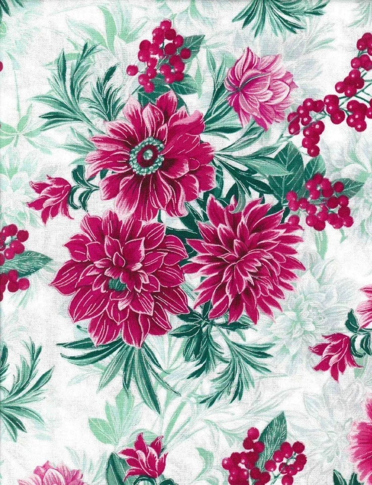 Cotton Quilt Fabric, Benartex, WINTERBERRY, Floral Quilt Fabric - Image 1 of 1