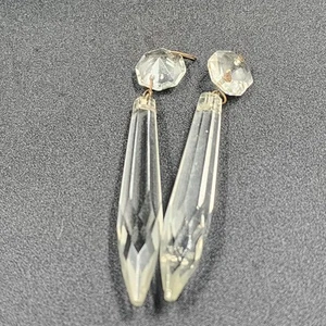 2 prismas de vidrio facetado de cristal lanza de hielo de 2,8" con conector de cable de acento octágono - Imagen 1 de 7