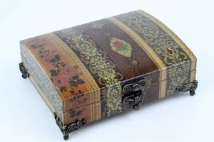 Vintage Musical Jewellery storage/trinket memory wooden box flowers rose design - Picture 1 of 8