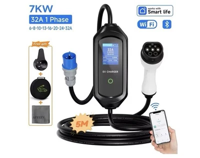 Caricabatterie Auto EV portatile Tipo 2 monofase 3.5kW/7kW  WiFi app Smart Life - Immagine 1 di 4