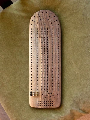 😍Handmade Beautiful Rich Solid Walnut Cribbage Board 14.75"×5" Handcrafted  - Image 1 of 3