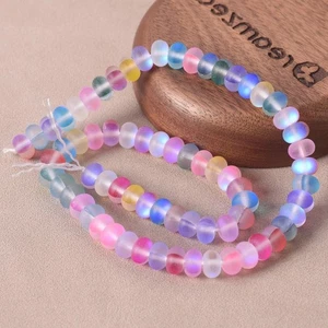 Lote de 72 cuentas espaciadoras sueltas de vidrio cristal mate Rondelle Moonlight de 8x5 mm hágalo usted mismo - Imagen 1 de 4