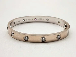 Cartier Love Bangle Diamonds 18k White Gold 27.9g Bracelet Size 15 Do1024crxzde - Picture 1 of 12