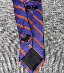 J. Crew Men's Silk Neck Tie Necktie Skinny Purple/Orange Striped Rep Tie Preppy - Picture 1 of 4