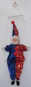 Vintage Large Clown Sitting on a Wooden Swing - Picture 1 of 2