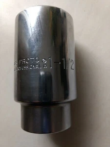 PROTO 1-1/2" DEEP HAND SOCKET 12 POINT 3-1/2" OAL. 1/2" DRIVE & FREE 1-1/16" SKT - Picture 1 of 12