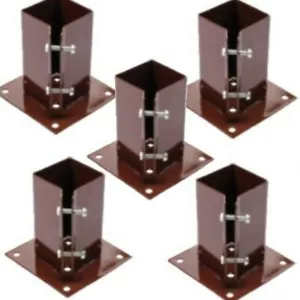 Bolt Down Fence Post Support Bases 4" 100MM X4 (Square Clamp Grip Fencing Shoe) - Picture 1 of 1