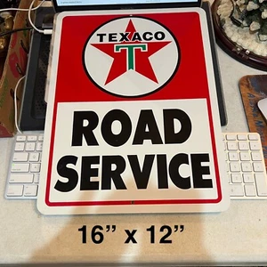 (MINT ! ! !) TEXACO ROAD SERVICE ALUMINUM METAL SIGN - 12" X 16" METAL - Picture 1 of 2