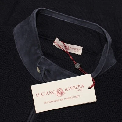 Luciano Barbera NWT Knit Full Zip Jacket Size 50 US M in Blue 100% Wool - Image 1 of 4