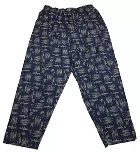 Columbia Sportwear Mens Pants Size L Blue Fish Print Elastic Waist Drawstring - Picture 1 of 17