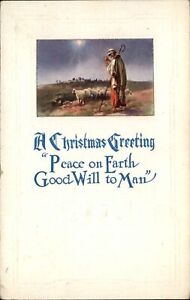 Christmas shepherd sheep Star of Bethlehem 1920 to EVA PETRIE Evans Mills NY