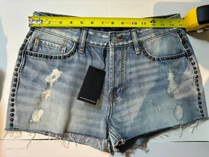 NWT RAILS Austin Studded Raw Cut Button Fly Jean Shorts Distressed Size 27 - Picture 1 of 5