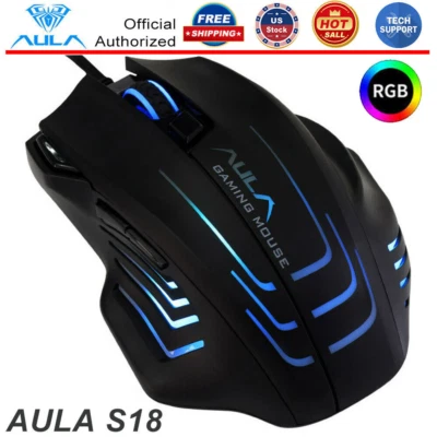 6400 DPI RGB Gaming Mouse USB LED With Fire K-ey For PC Computer FPS Gamer Mice - Image 1 of 4
