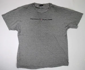 Vintage Polo Jeans Ralph Lauren T-Shirt Size L/XL 90s Natural Destroyed Made USA - Picture 1 of 15